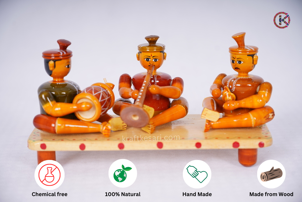 Handcrafted Wooden Marriage Musical Set (Thavil Nathaswaram / Navaratri)