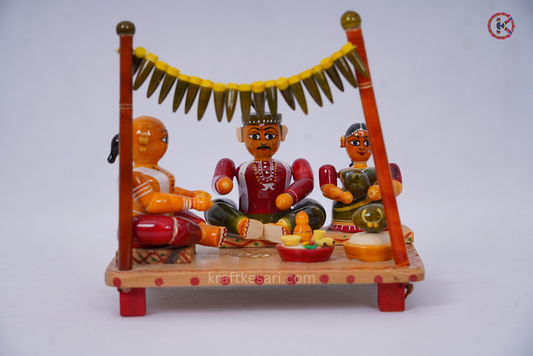 Hindu Marriage Mandapam Wooden Miniature Set (Handicrafts / Navaratri)