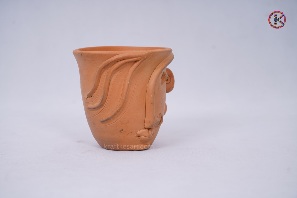 Terracotta Woman face miniature planter (Clay )