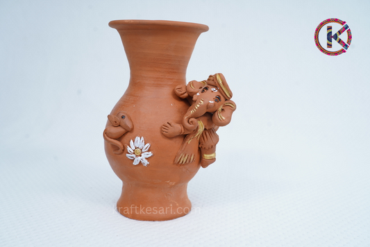 Handmade Terracotta Ganesha flower vase (Eco-Friendly)