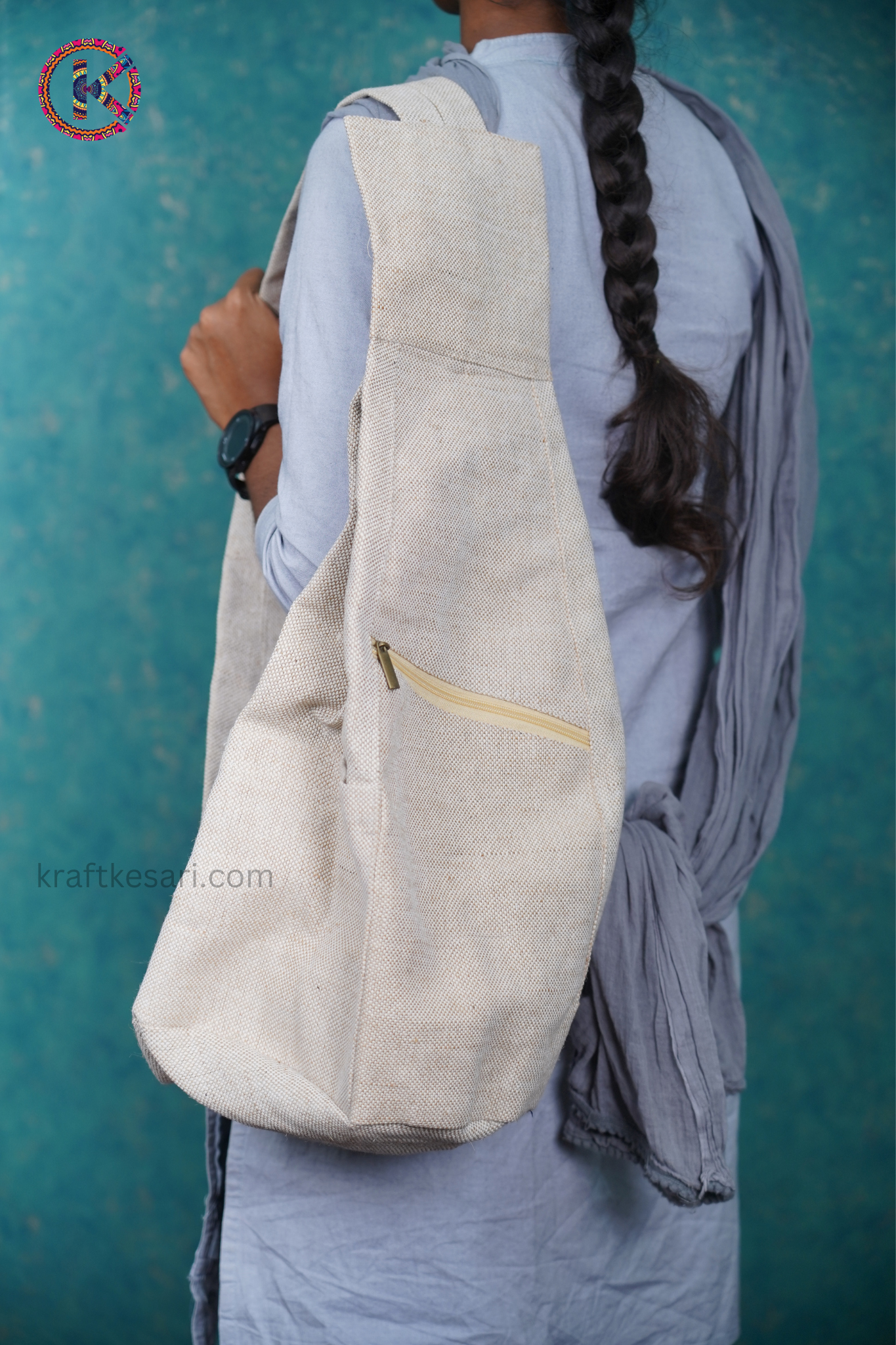Handmade Jute Outdoor Sling Bag (Eco-Friendly)