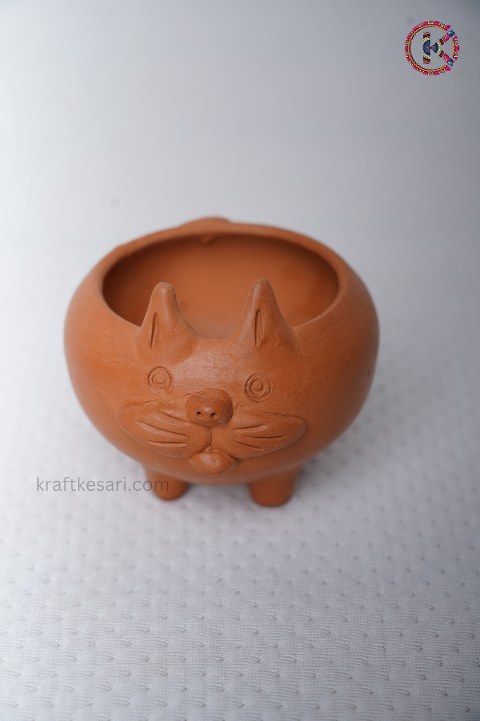 Terracotta Cat Themed Pot (Planter)