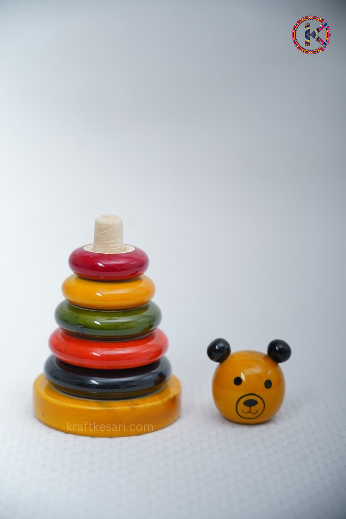 Wooden Stacker Channapatna Multi color Toy ( Non-toxic colour)