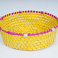 Palm leaf basket (yellow and pink)
