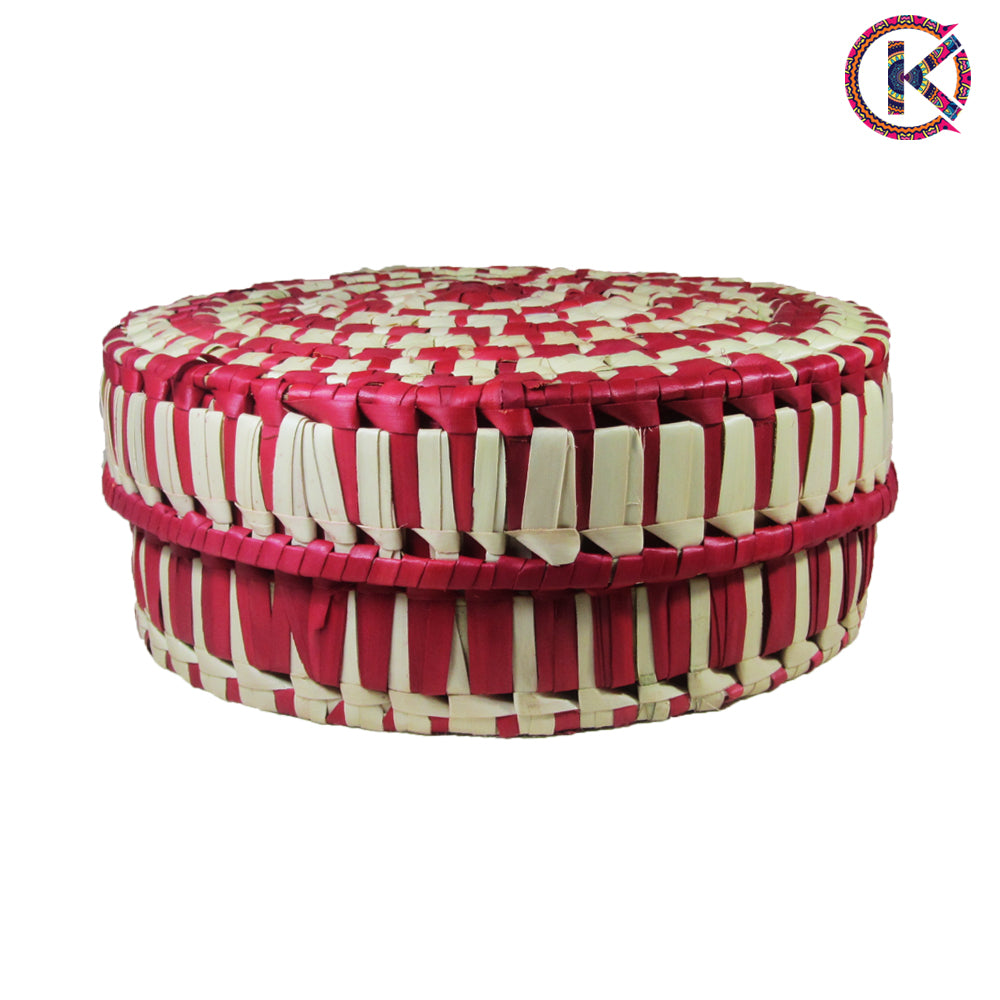 White With Red Round Basket