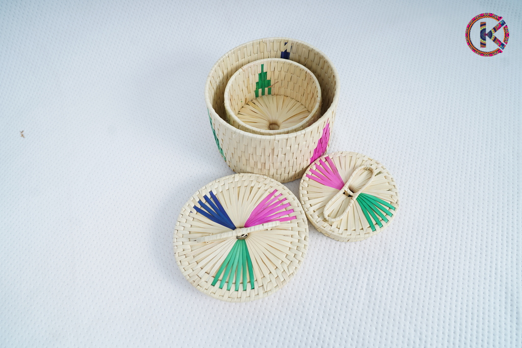 Hand woven Multipurpose Palm leaf storage boxes